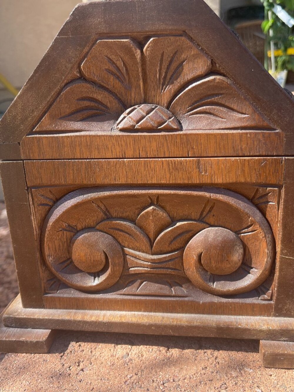 Folk Art New Mexico Hand Carved Wood Chest ca. 1950